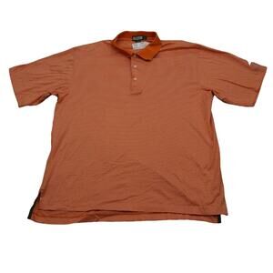 House Of Carrington Shirt Mens 2XL Orange Pinstripe Polo Short Sleeve Logo